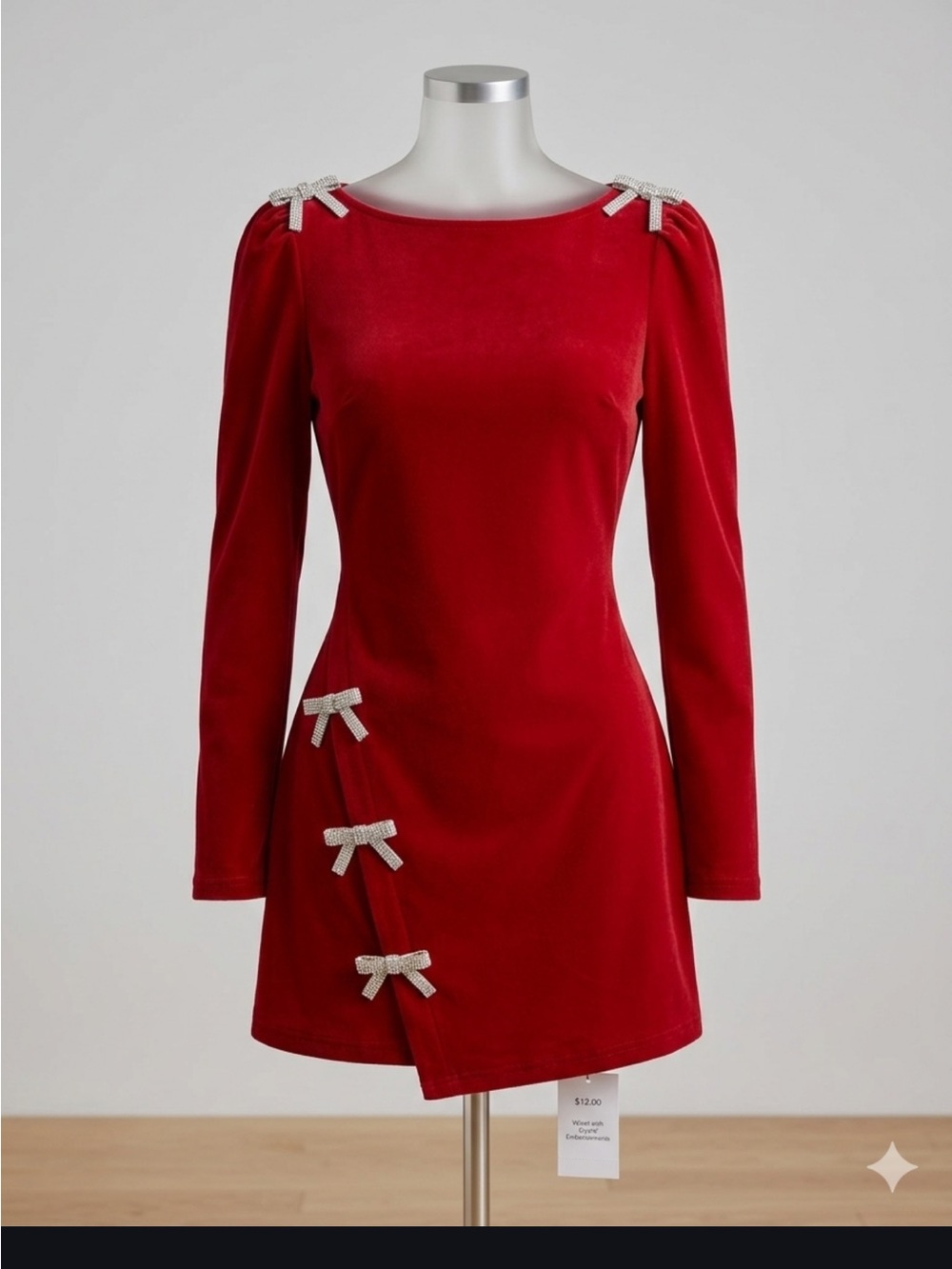 Cider Red Long-Sleeve Tunic with Bow Accents